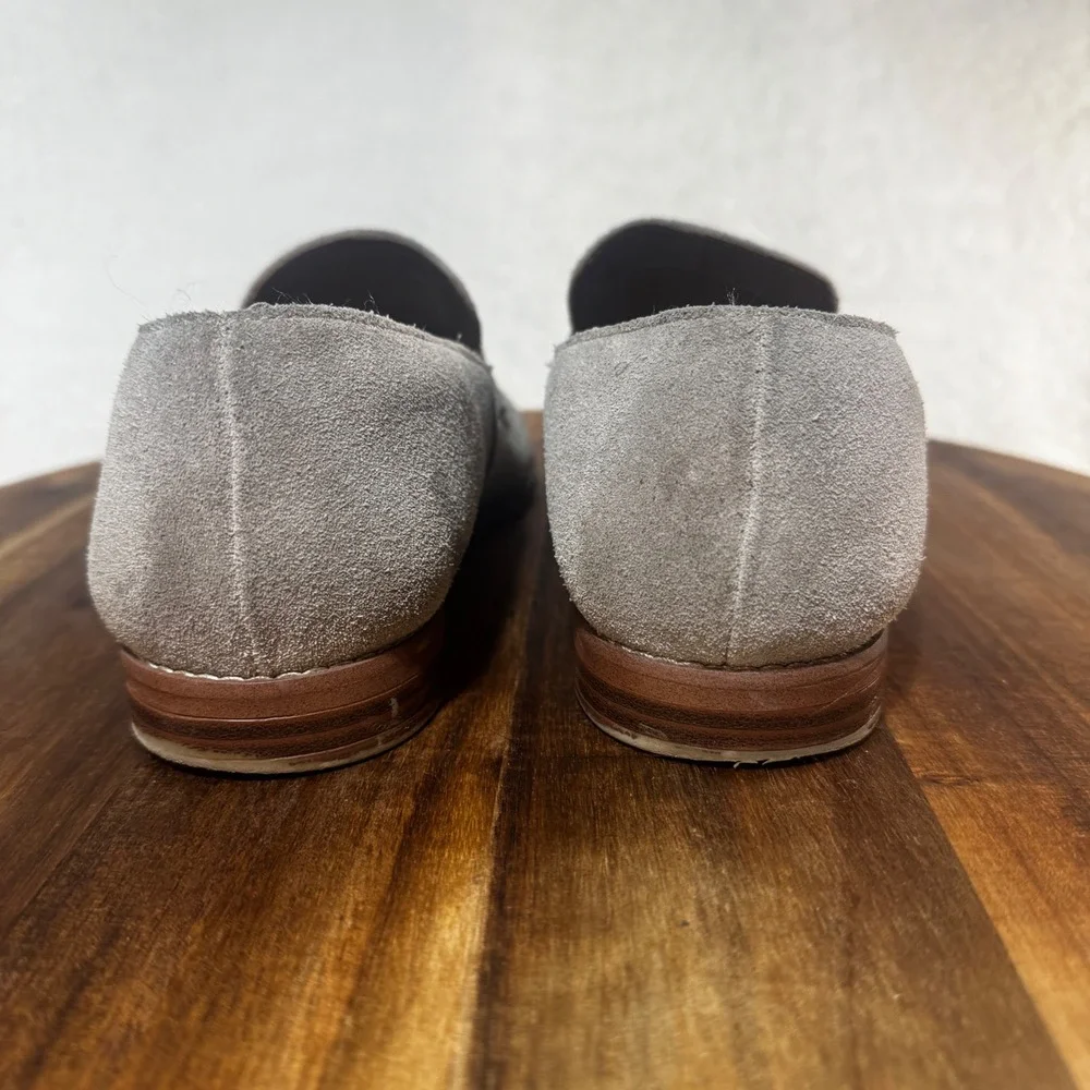Franco Sarto Womens Grey Suede Tassel Loafers Slip On Flats Shoes Size 8.5M